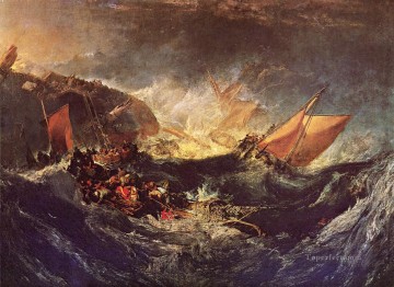 El naufragio de un barco de transporte Romantic Turner Pinturas al óleo